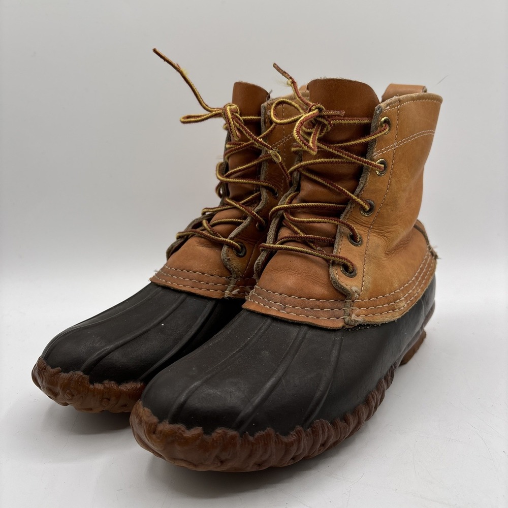 L.L. Bean Maine Boots Women's 6 Light Brown Tall Leather Duck‎ Hunting Lace Up